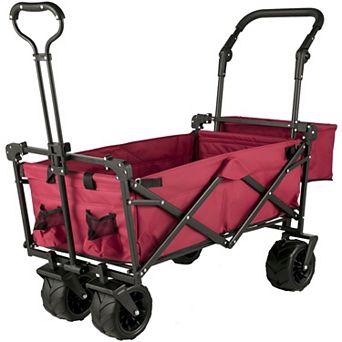 Folding Utility Wagon with Canopy and 360° Wheels for Beach, Camping, and Yard