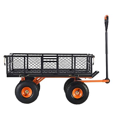 Convertible Garden Wagon Flatbed with Dumping Frame - Black