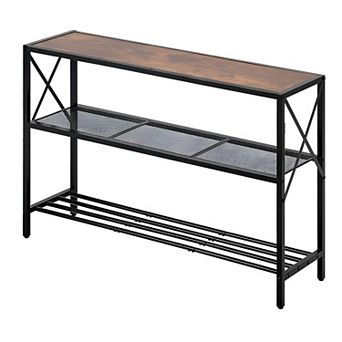 Slim Console Table with Metal Frame and MDF Top for Hallway or Entryway - Black