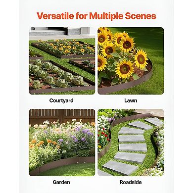 Galvanized Steel Garden Edging Set 5-Piece Flexible Lawn Border with Ground Spikes