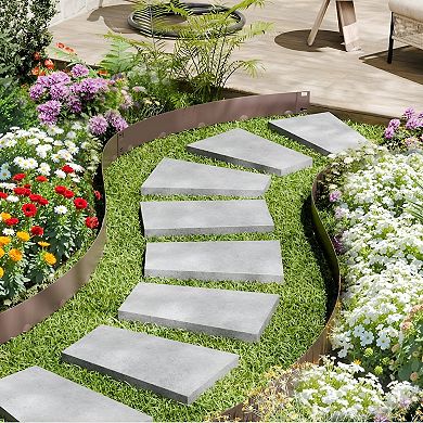 Galvanized Steel Garden Edging Set 5-Piece Flexible Lawn Border with Ground Spikes