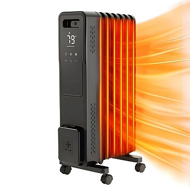 Oil-Filled Radiator Heater with 1500W Output, 360° Heat and Adjustable Timer - Black