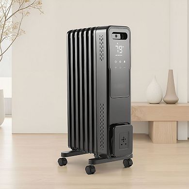 Oil-Filled Radiator Heater with 1500W Output, 360° Heat and Adjustable Timer - Black