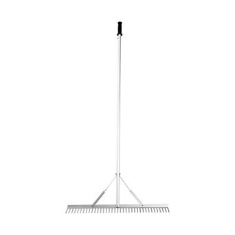 Multi-Purpose Garden and Pond Rake with 37 Tines and Two-Level Length Adjustment - Silver