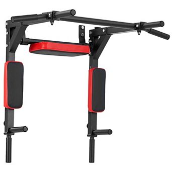 2-in-1 Wall-Mounted Pull-Up and Dip Bar for Upper Body and Core Strength Training - Black