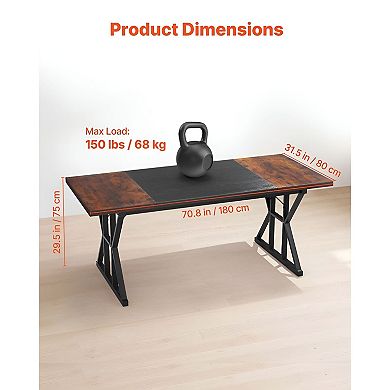 Modern Computer Desk for Home Office, 70.9 in Writing Desk with Steel Frame - Brown
