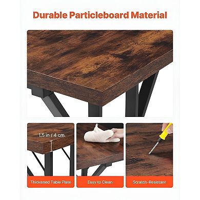 Modern Computer Desk for Home Office, 70.9 in Writing Desk with Steel Frame - Brown