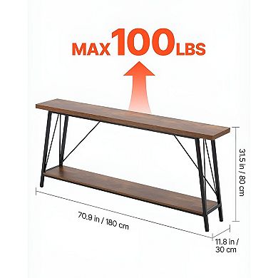Console Table with Metal Frame and MDF Top for Hallway or Entryway - Brown