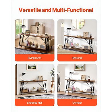 Console Table with Metal Frame and MDF Top for Hallway or Entryway - Brown