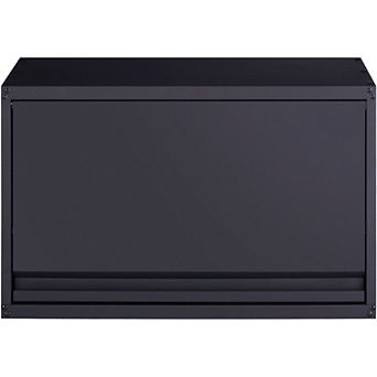 Wall-Mounted Metal Storage Cabinet with Flip-Up Door Adjustable Shelf Black Steel