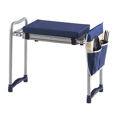 Portable Garden Kneeling Bench and Seat with Side Handles for Yard Work - Blue