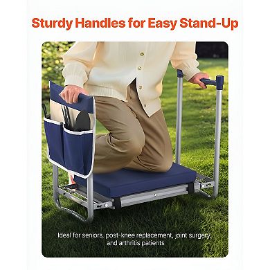 Portable Garden Kneeling Bench and Seat with Side Handles for Yard Work - Blue