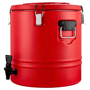 Insulated Beverage Dispenser with Drip-Free Spigot and Foam Insulation - Red