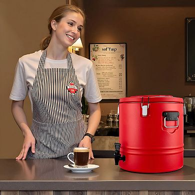 Insulated Beverage Dispenser with Drip-Free Spigot and Foam Insulation - Red