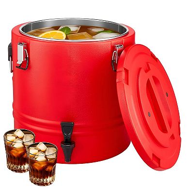 Insulated Beverage Dispenser with Drip-Free Spigot and Foam Insulation - Red
