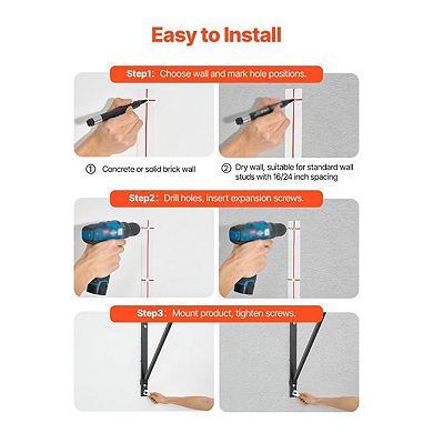 Wall-Mounted Pull-Up Bar with Dual Depth and 440 lb Capacity for Upper Body Workouts - Black