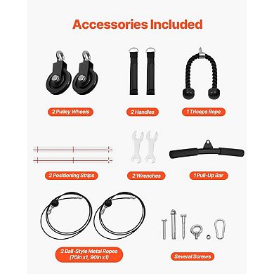 Wall-Mounted Pull-Up Bar with Pulley System and 10 Grip Positions for Full Body Workouts - Black