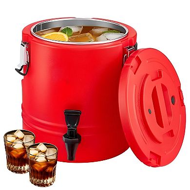 Insulated Beverage Dispenser with Drip-Free Spigot and Foam Insulation - Red