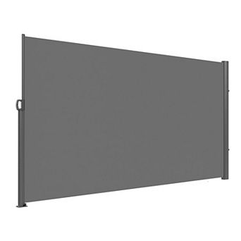 Retractable Grey Side Awning Screen with Spring Handle for Patio Balcony Outdoor Use 5.25 x 9.84 ft