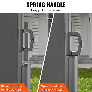 Retractable Grey Side Awning Screen with Spring Handle for Patio Balcony Outdoor Use 5.25 x 9.84 ft