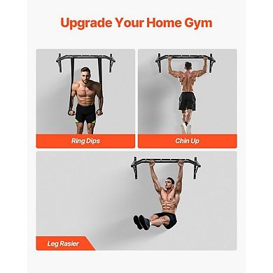 Wall-Mounted Pull-Up Bar with 10 Grip Positions for Home Strength Training - Black