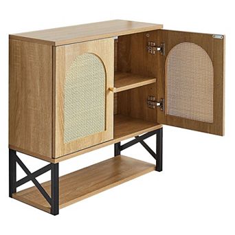 Wall-Mounted Bathroom Cabinet with Adjustable Shelf and Multi-Layer Storage - Natural