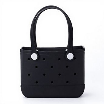 Women's Perforated Structured Tote Bag with Dual Handles and Flexible Design 11x4.3x8.3in