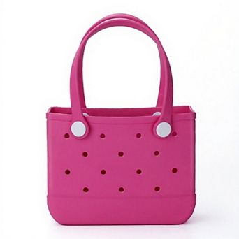 Women's Perforated Structured Tote Bag with Dual Handles and Flexible Design 11x4.3x8.3in