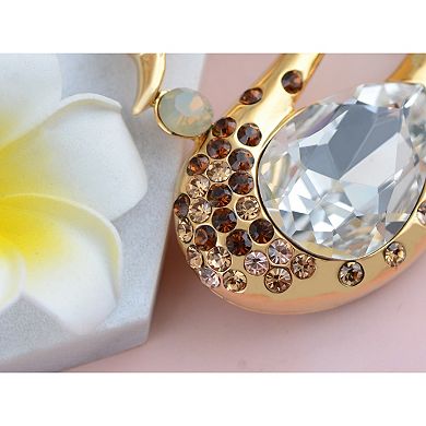 Swan Keychain Charm with Faceted Teardrop Stone and Crystal Accent Body