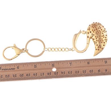 Swan Keychain Charm with Faceted Teardrop Stone and Crystal Accent Body