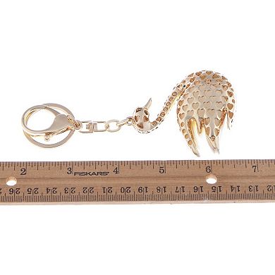 Swan Keychain Charm with Crystal Pave Body and Sculpted Wing Accent