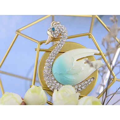 Swan Keychain Charm with Crystal Pave Body and Sculpted Wing Accent