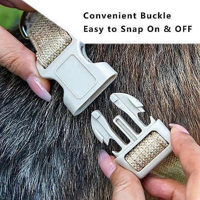 Dog Collar Adjustable Lightweight Comfort Cotton-Linen Pet Collars for All Breeds