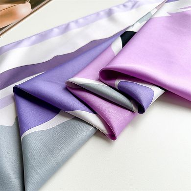 Womens Satin Square Scarf Abstract Color Block Print Fashion Accessory