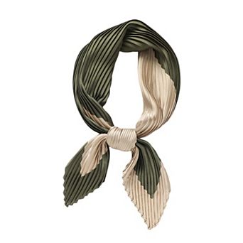 Womens Pleated Satin Scarf Soft Square Fashion Accessory