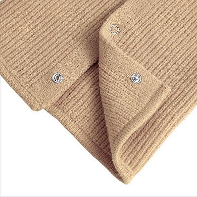 Solid Knit Button Neck Warmer Soft Stretch Winter Collar Scarf