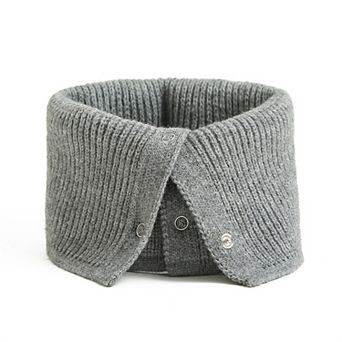 Solid Knit Button Neck Warmer Soft Stretch Winter Collar Scarf