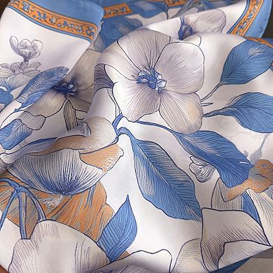 Womens Floral Satin Square Scarf Lightweight Soft Fashion Accessory