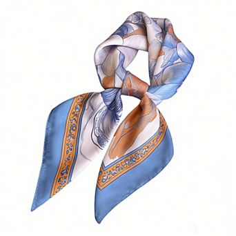 Womens Floral Satin Square Scarf Lightweight Soft Fashion Accessory