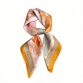 Womens Floral Satin Square Scarf Lightweight Soft Fashion Accessory