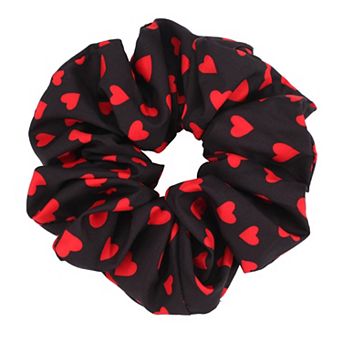 3 pc Heart Print Hair Scrunchie Set with Soft Fabric and Gentle Elastic Hold