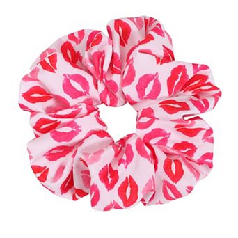 3 pc Heart Print Hair Scrunchie Set with Soft Fabric and Gentle Elastic Hold