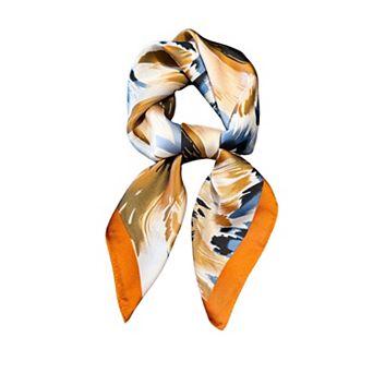 Womens Square Scarf Abstract Floral Print with Smooth Drape