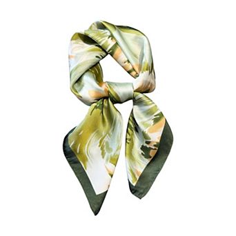 Womens Square Scarf Abstract Floral Print with Smooth Drape