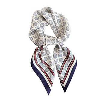 Square Scarf with Classic Geometric Print and Contrast Border