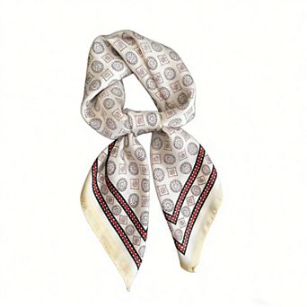 Square Scarf with Classic Geometric Print and Contrast Border