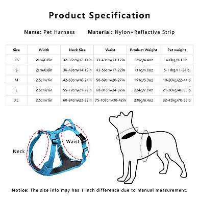 No Pull Dog Harness Reflective Adjustable Mesh Padded Comfort Pet Harness for All Breeds