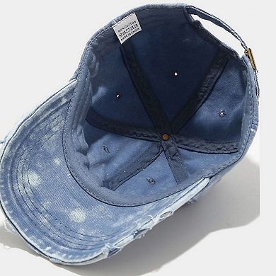 Distressed Washed Baseball Cap with Curved Brim