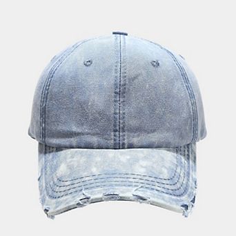 Distressed Washed Baseball Cap with Curved Brim