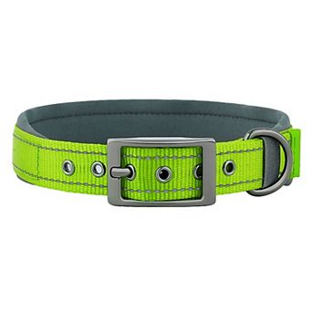 Dog Collar Reflective Adjustable Comfort Padded Nylon Collars with Durable Metal Belt Buckle